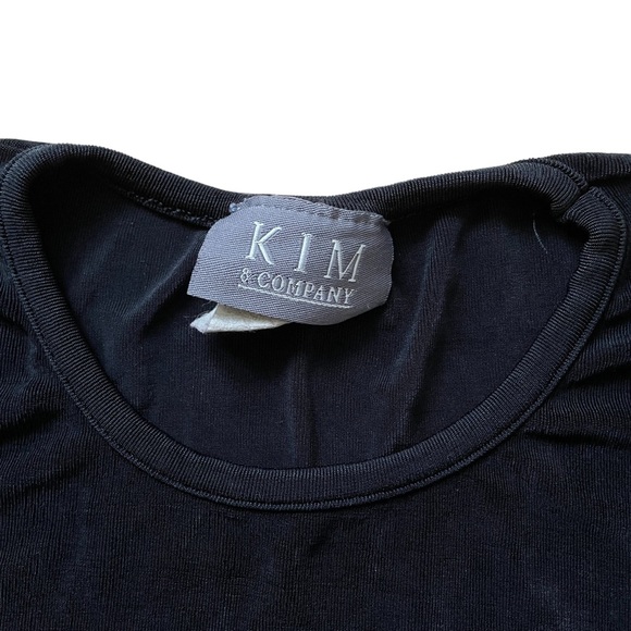 Vintage Black Stretchy Oversized Short Sleeve Ribbed "Millenium" Tee Shirt L XL - Picture 4 of 5